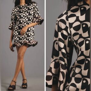 Farm Rio Geometric Toucan Flounce Mini Dress